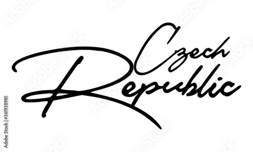 Czech Republic Handwritten Font Calligraphy Black Color Text 
on White Background