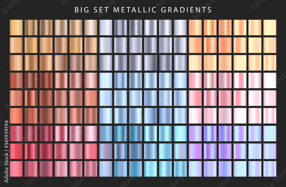 Big Set Metallic Gradients Collection Of Gradient Colors Different