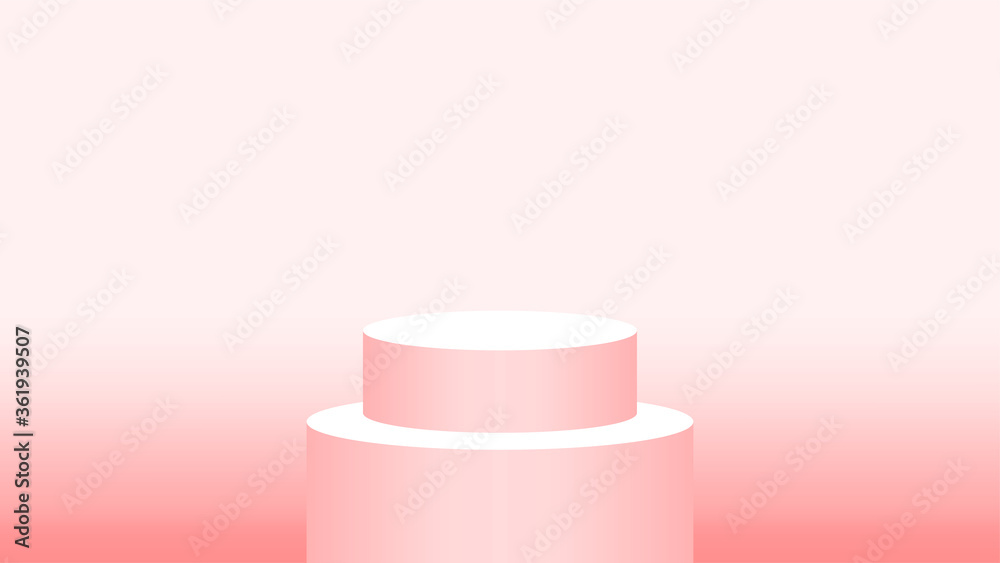 red soft pedestal cylinder for cosmetics showcase, podium circle stage red pastel soft color, podium round pink gold for make-up product display, copy space red soft pedestal cylinder for cosmetics showcase, podium circle stage red pastel soft color, podium round pink gold for make-up product display, copy space