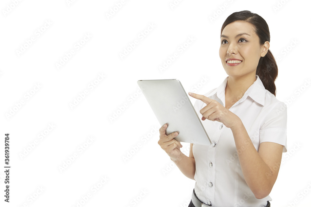 Happy woman using a digital tablet Happy woman using a digital tablet