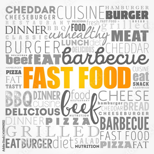 FAST FOOD word cloud collage, concept background