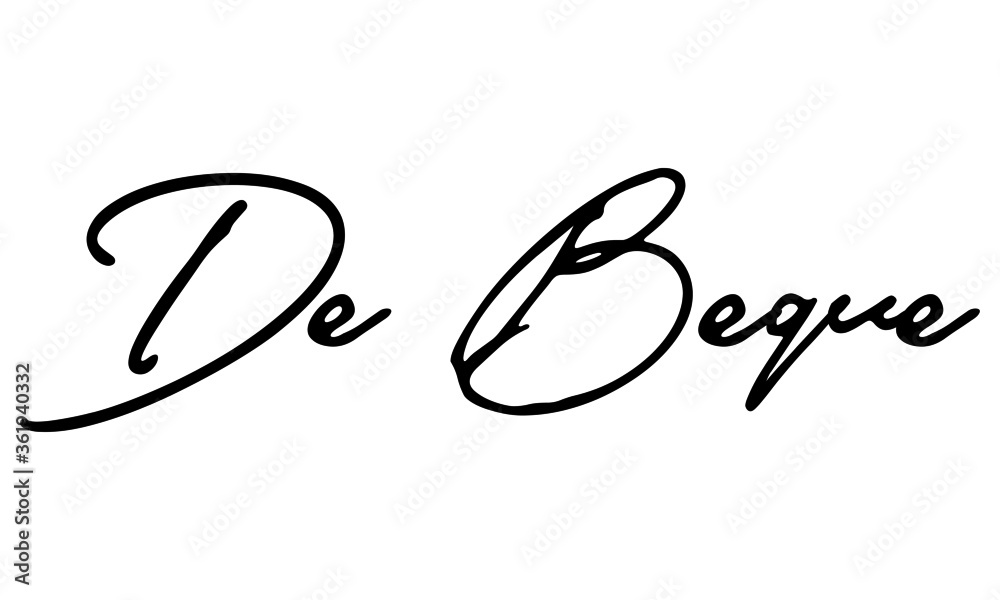 Obraz premium De Beque Handwritten Font Calligraphy Black Color Text on White Background