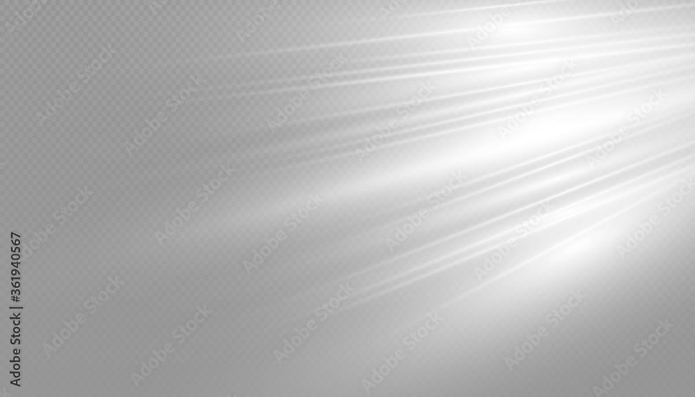Vector transparent sunlight special lens flash light effect.front sun lens flash. Vector blur in the light of radiance. Element of decor. Horizontal stellar rays and searchlight. Vector transparent sunlight special lens flash light effect.front sun lens flash. Vector blur in the light of radiance. Element of decor. Horizontal stellar rays and searchlight.