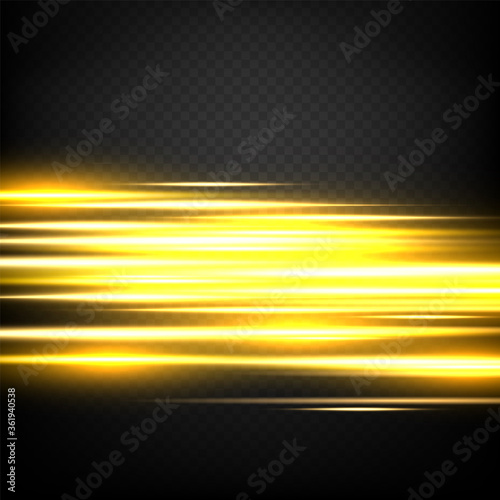 Laser beams, horizontal light rays.Beautiful light flares. Glowing streaks on dark background. Luminous abstract sparkling lined background.