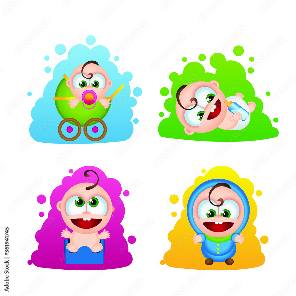 Babies characters set. Cartoon style. Babies characters set. Cartoon style.