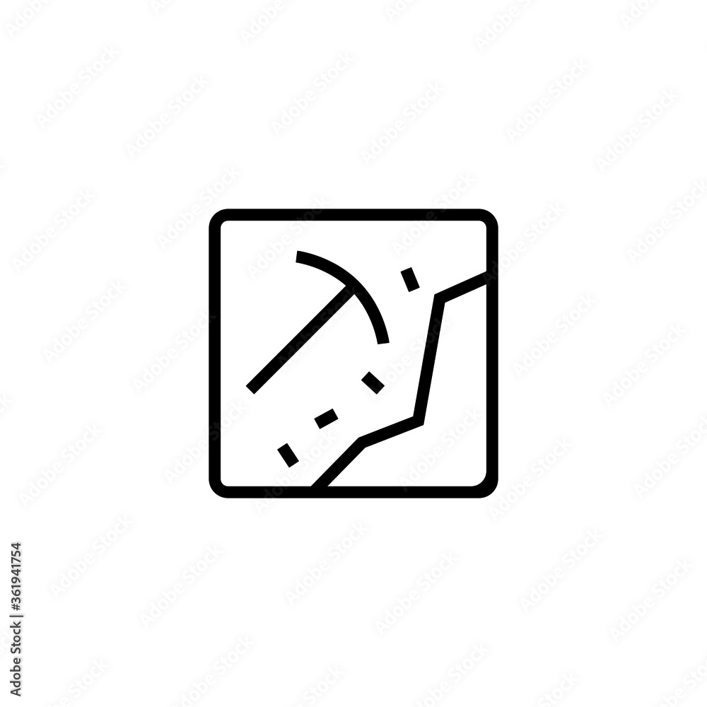 Mining work zone vector icon in black line style icon, style isolated on white background Mining work zone vector icon in black line style icon, style isolated on white background