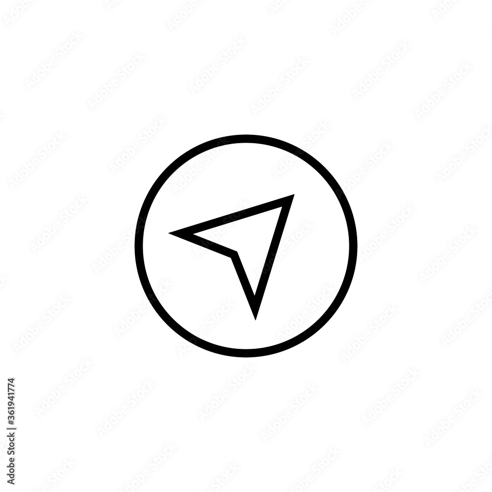 Navigate vector icon in black line style icon, style isolated on white background Navigate vector icon in black line style icon, style isolated on white background