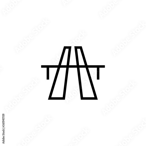 Highway vector icon in black line style icon, style isolated on white background