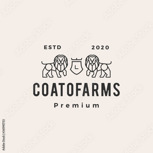 lion coat of arms hipster vintage logo vector icon illustration