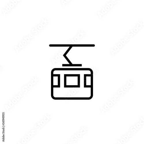 Ski lift icon vector in black line style icon, style isolated on white background