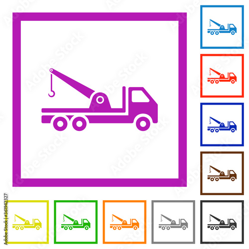 Crane truck flat framed icons