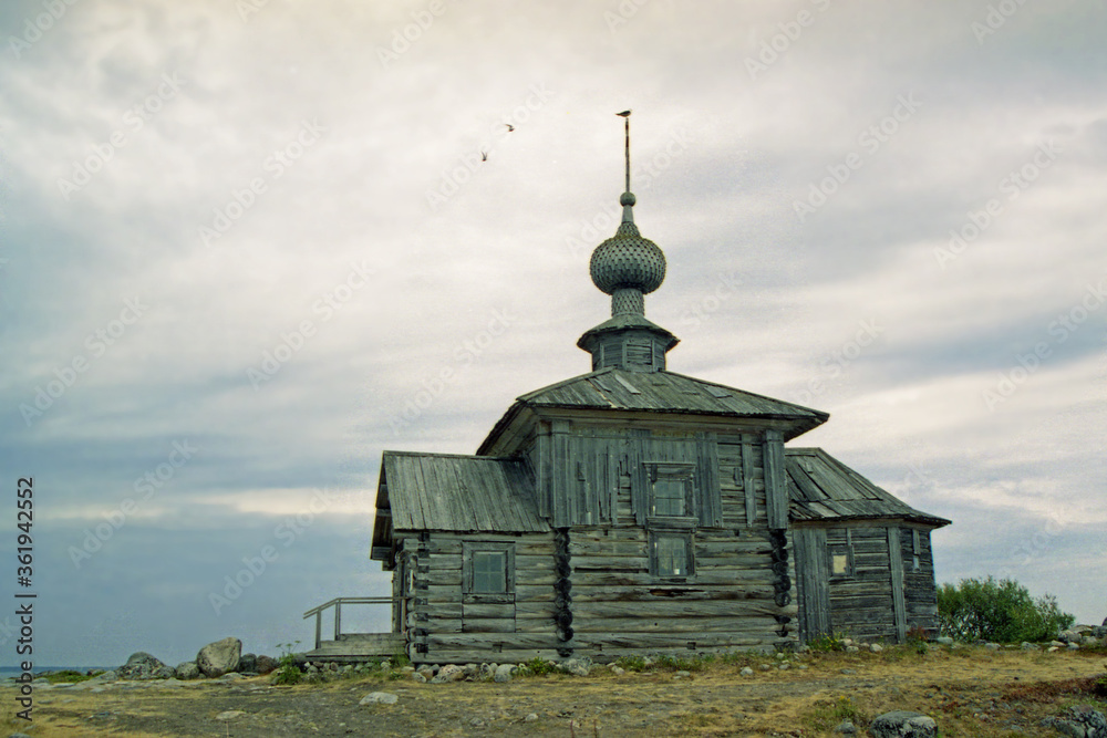 Solovki. Church of St. Andrew (18th century) on B0lshoy Zayatsky island (2005). Arkhangelsk region.