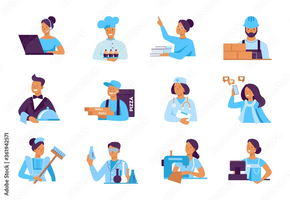 People of different professions. A set of vector illustrations.