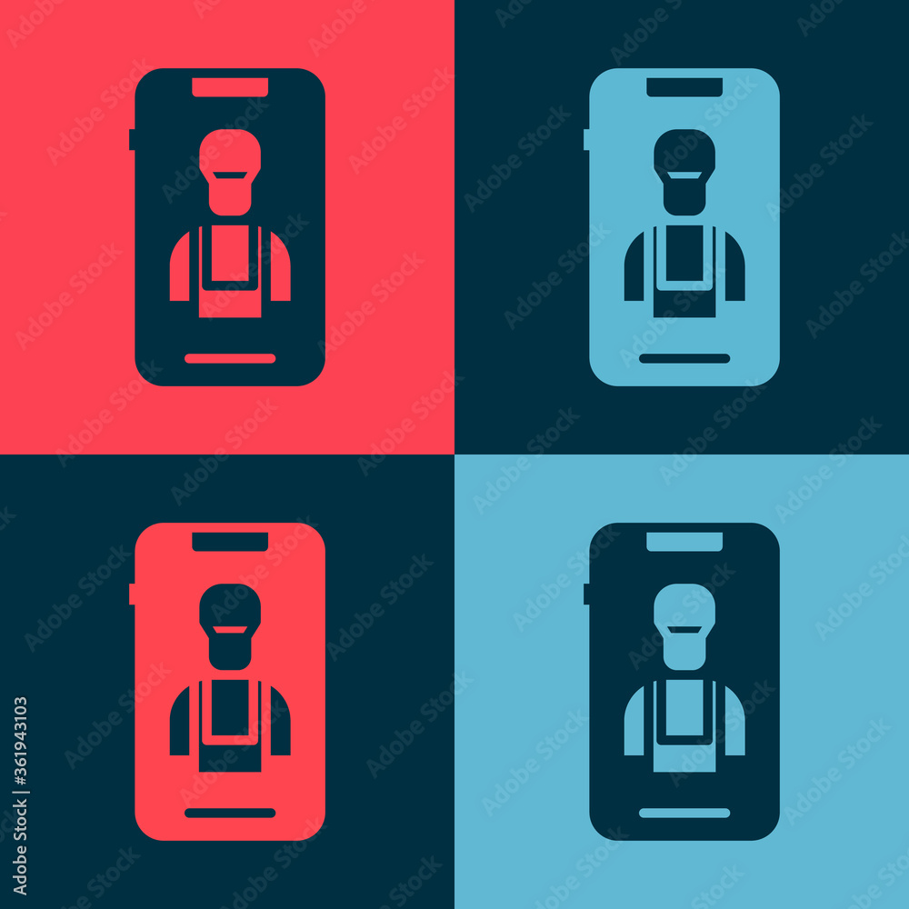 Pop art Online car services icon isolated on color background. Car service and repair parts. Vector Illustration. Pop art Online car services icon isolated on color background. Car service and repair parts. Vector Illustration.