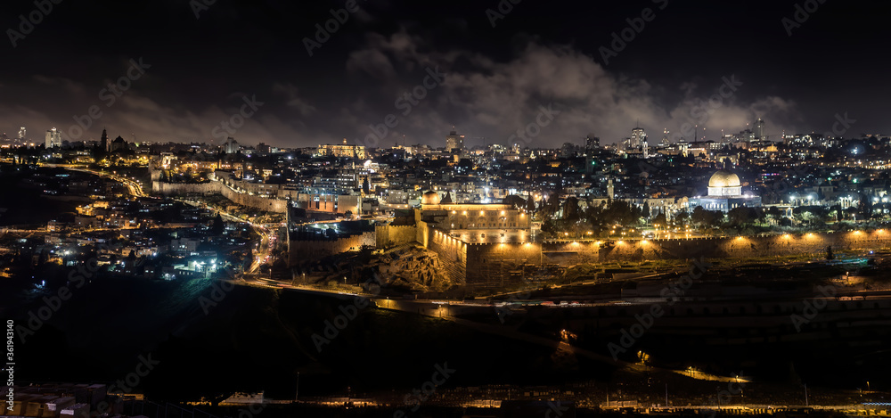 Night panoramic view of Jerusalem City