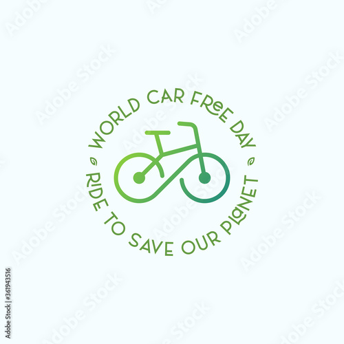Car free day logo symbol with bicycle illustration