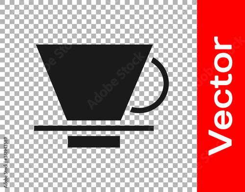 Black V60 coffee maker icon isolated on transparent background. Vector Illustration.