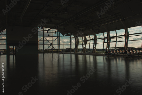 Photography Empty waiting hall in airport in Copenhagen, Denmark