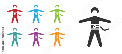 Black Bungee jumping icon isolated on white background. Set icons colorful. Vector Illustration.