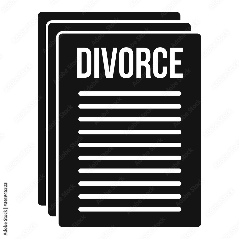 Divorce papers icon. Simple illustration of divorce papers vector icon for web design isolated on white background Divorce papers icon. Simple illustration of divorce papers vector icon for web design isolated on white background
