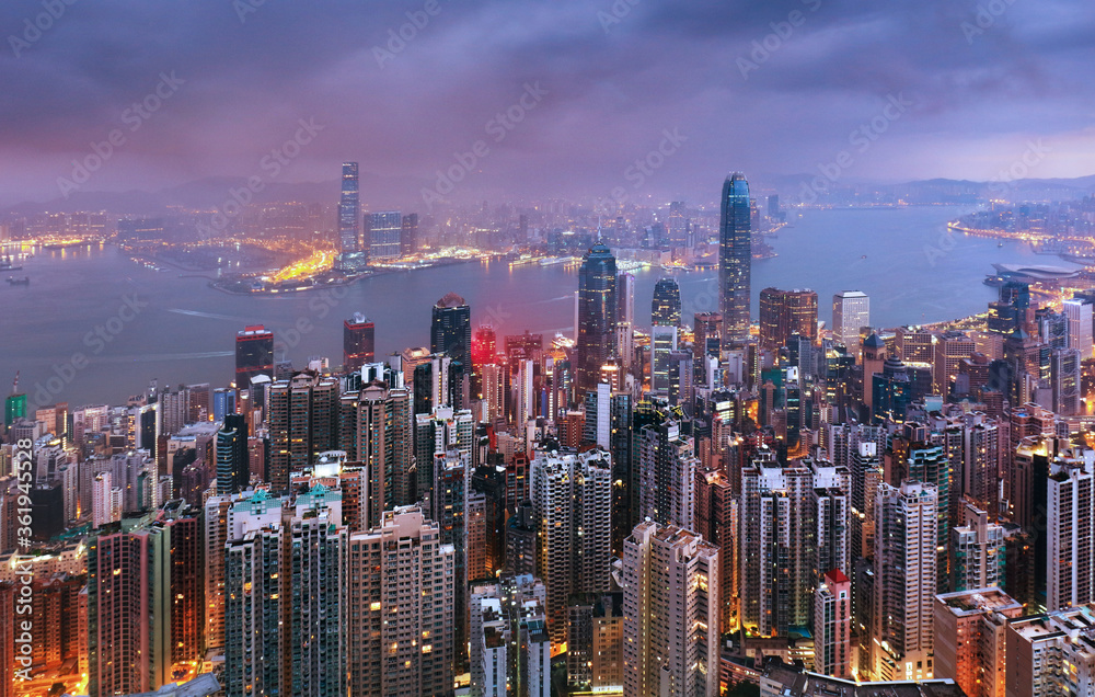 Hong Kong skyline at night from Victoria peak