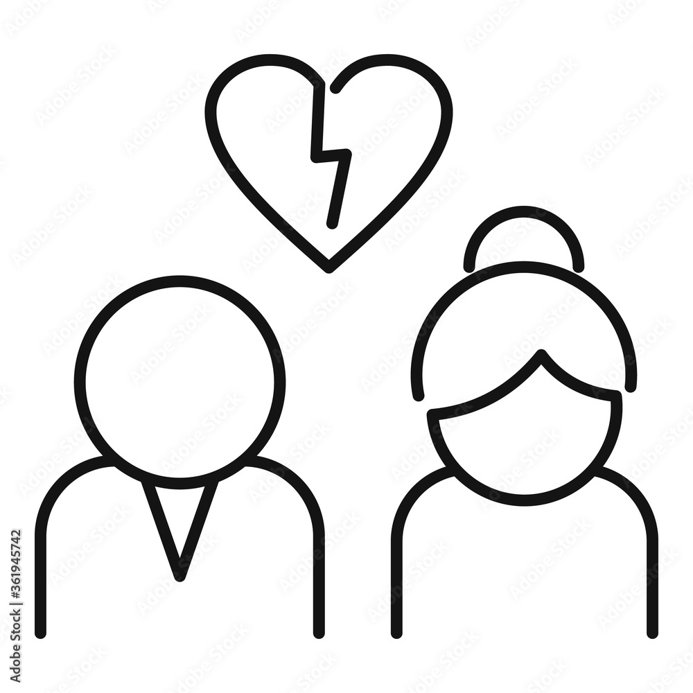 Divorce icon. Outline divorce vector icon for web design isolated on white background Divorce icon. Outline divorce vector icon for web design isolated on white background