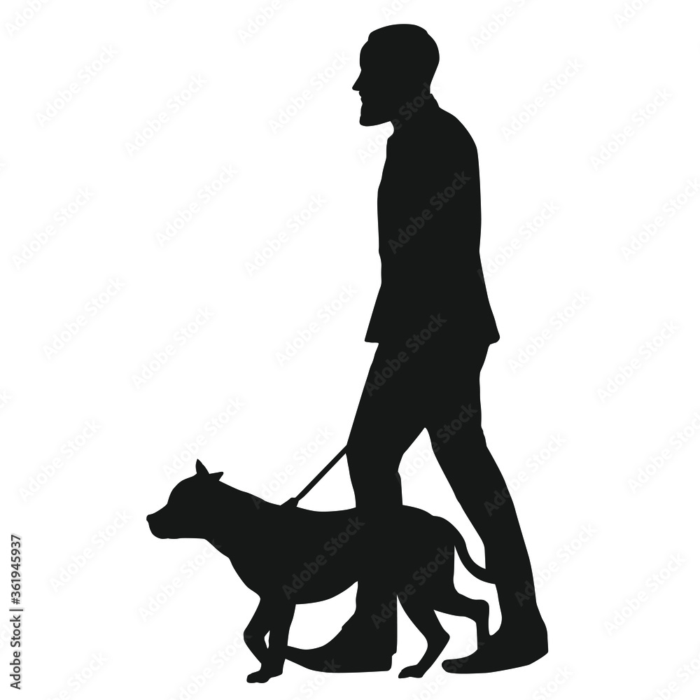 Silhouette Of Man And Dog
