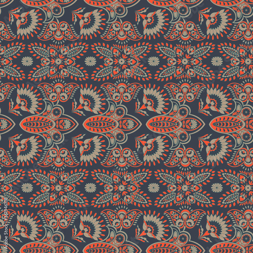 Floral seamless Pattern in Indian Batik Style