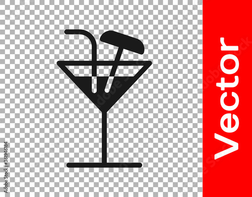 Black Cocktail icon isolated on transparent background. Vector Illustration.