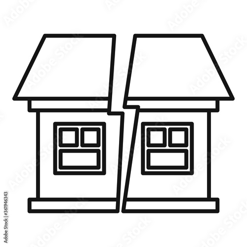 Family divorce house icon. Outline family divorce house vector icon for web design isolated on white background