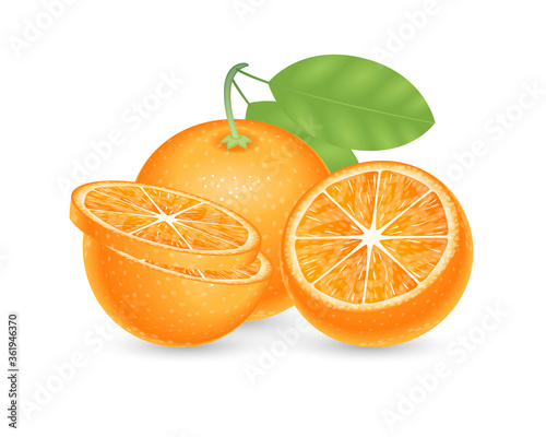 Vector illustration. Fresh sliced orange on a white background.