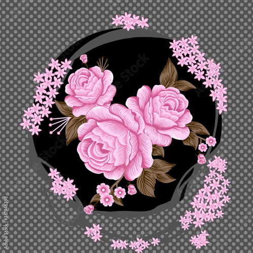 pink rose on black background