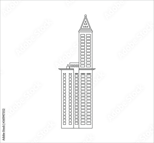 SEATTLE, WASHINGTON - JULY 3, 2020: Smith Tower of Seattle city in United States