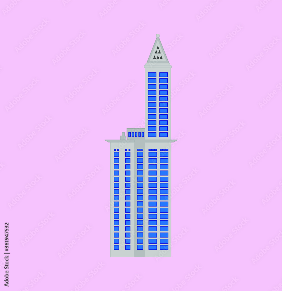 SEATTLE, WASHINGTON - JULY 3, 2020: Smith Tower of Seattle city in United States SEATTLE, WASHINGTON - JULY 3, 2020: Smith Tower of Seattle city in United States