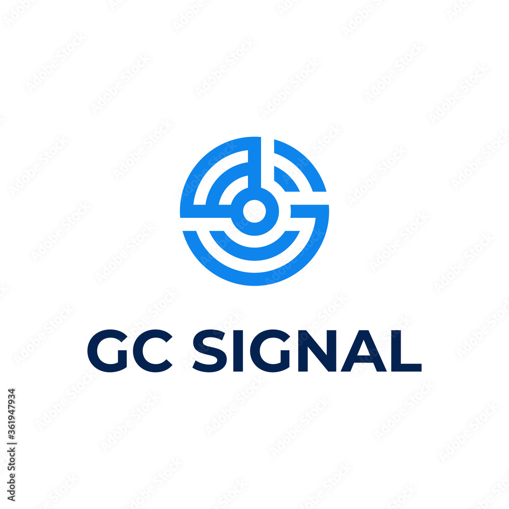 monogram GC signal logo vector circle shape modern simple blue color white background monogram GC signal logo vector circle shape modern simple blue color white background