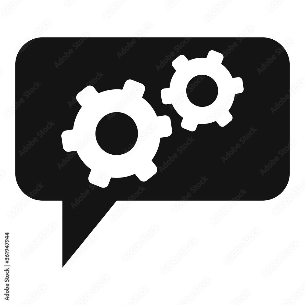 Gear service chat icon. Simple illustration of gear service chat vector icon for web design isolated on white background Gear service chat icon. Simple illustration of gear service chat vector icon for web design isolated on white background