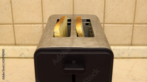 Finished toasts fried in a toaster