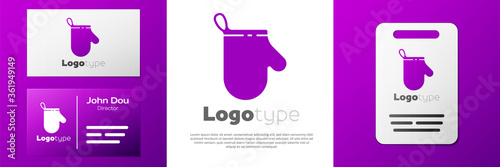 Logotype Oven glove icon isolated on white background. Kitchen potholder sign. Cooking glove. Logo design template element. Vector Illustration.