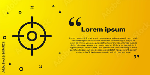 Black Target sport icon isolated on yellow background. Clean target with numbers for shooting range or shooting. Vector Illustration.