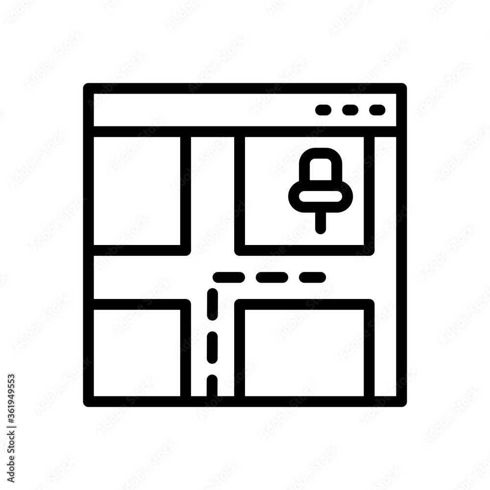 line style icon of route location isolated on white background. EPS 10