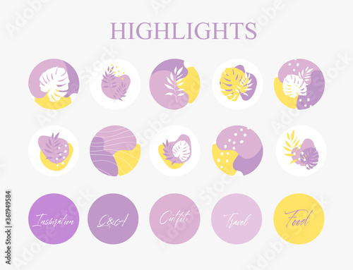 Set of vector icons for your business, scrapbooking, bullet journalling, instagram story buttons. Vector set design templates icons and emblems - social media story highlight. 