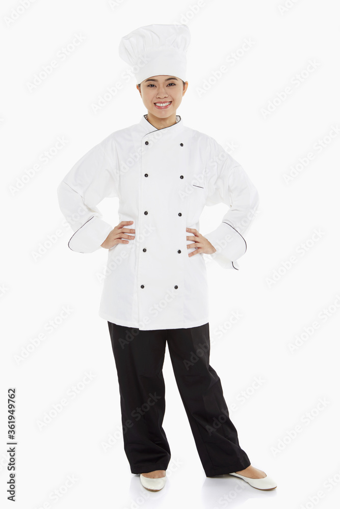 Portrait of a female chef smiling Portrait of a female chef smiling