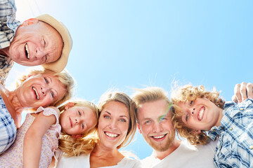 Laughing extended family in summer