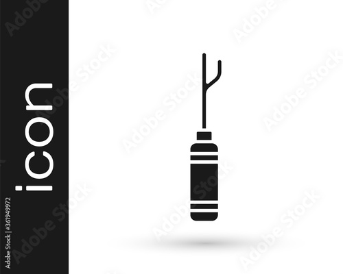 Grey Awl tool with wooden handle icon isolated on white background. Work equipment tailor industry. Vector Illustration.