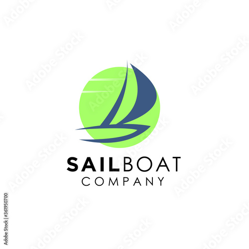 Simple Sailboat dhow ship logo design