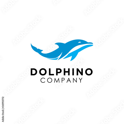 Canvas-taulu dolphin logo design vector illustration