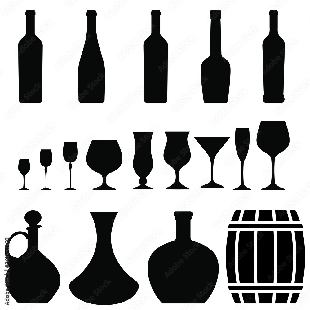 Wine glass cup icon vector set. Red wine illustration sign collection. pour drink beverage silhouette, glass cup. Wine glass cup icon vector set. Red wine illustration sign collection. pour drink beverage silhouette, glass cup.