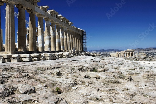 Greece, Athens, June 18 2020 - View of the archaeological site of the Acropolis with Parthenon temple in the background. photo