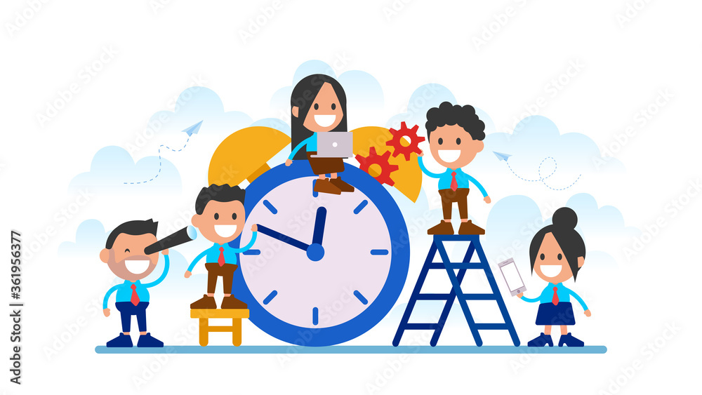 Fototapeta premium Business team trying to do work on time. Deadline. 