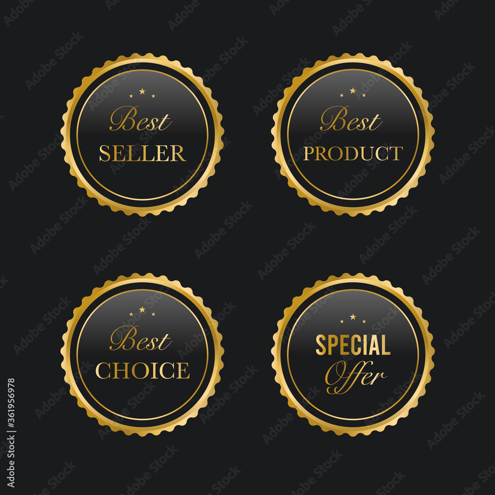Collection of golden badges labels laurels and ribbons Premium Vector Collection of golden badges labels laurels and ribbons Premium Vector